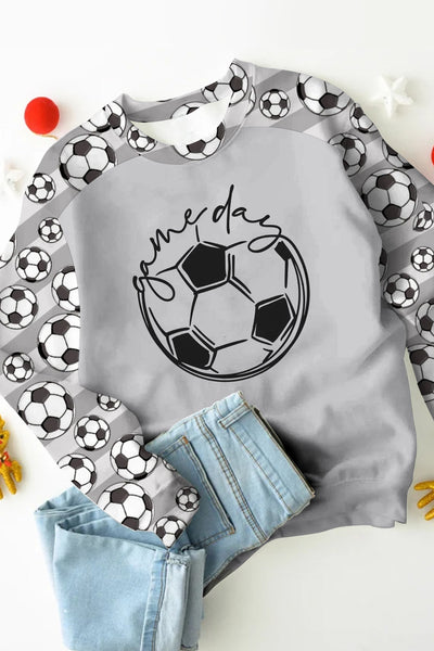 Game Day Soccer Ball Striped Print Sweatshirt