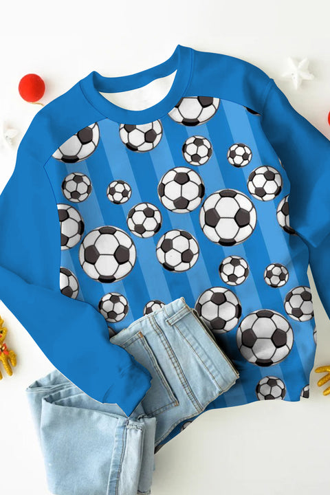 Striped Soccer Ball Mom Print Sweatshirt