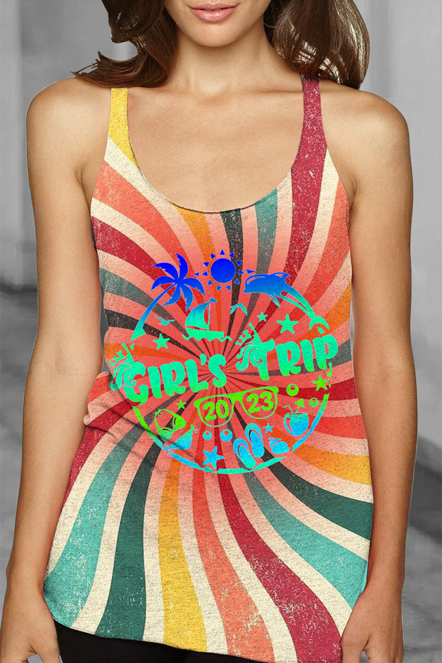 Vacation 2023 Summer Family Cruise Holiday Girl Trip Racerback Tank Top