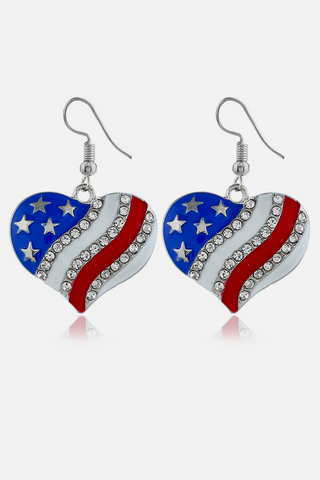 Alloy dripping diamond heart-shaped flag stud earrings