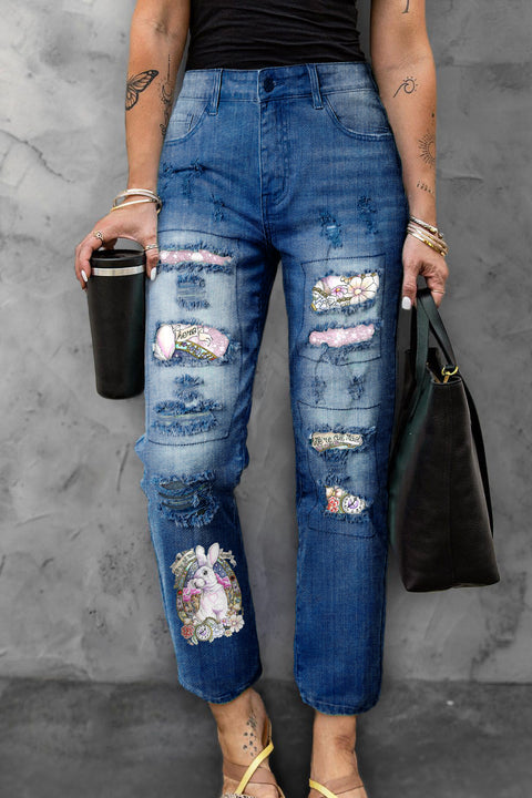 Egg Glitter Rabbit White Rabbit Denim Jeans