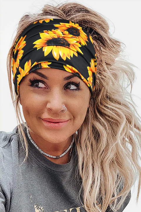 Sunflower Graphic Print Wide Headband