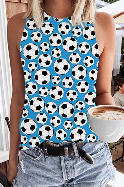 Retro Soccer Ball Football Game Print Tank Top