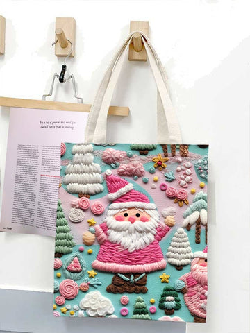 Pink Santa Claus Canvas Bag