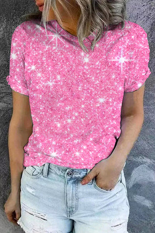 T-Shirt mit rosa Glitzer-Print