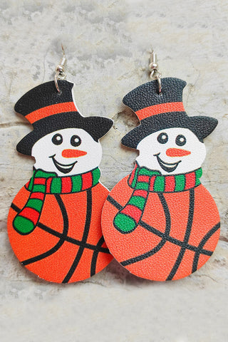 Ball Games Snowman Print Earrings