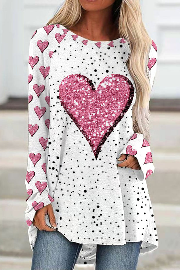 Pink Diamond Heart Print Tunic