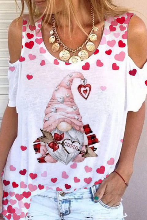 Pink Gnome Cold Shoulder T-shirt