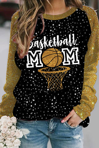 Glitter Basketball Mom Polka Dots Print Sweatshirt