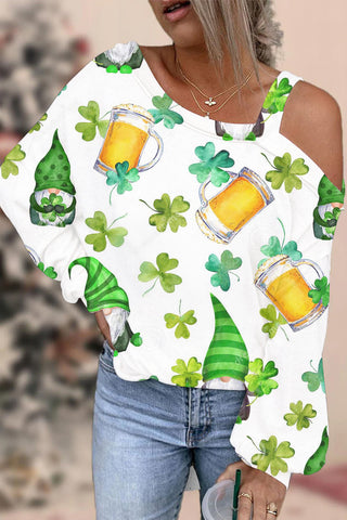 3 Fairy Clover And Beer Cute Goblins Off Shoulder Blouse