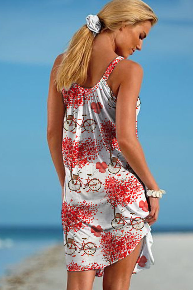 Bicycle Print Sleeveless Dress