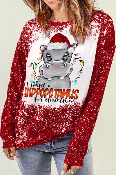 I Want A Hippopotamus For Christmas Plaid Sweatshirt