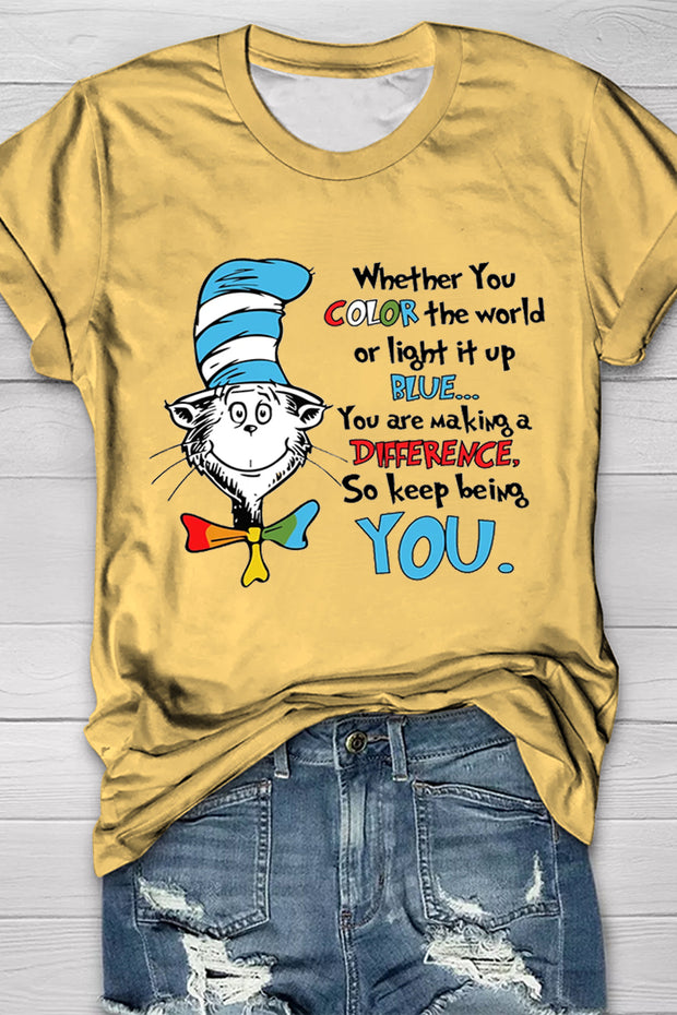 You Are Making A Difference So Keep Being You Print V Neck T-shirt