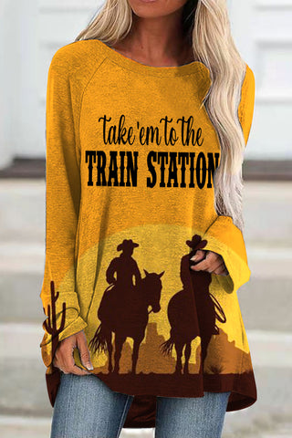Take Em To The Trainstation Print Tunic