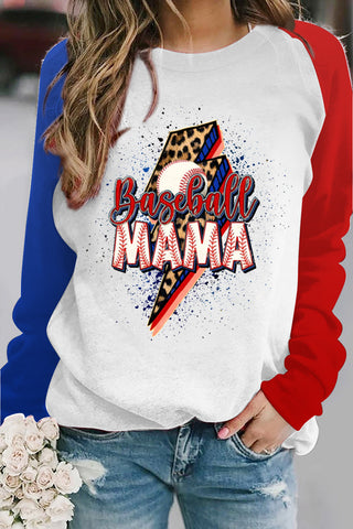 Baseball MAMA Leopard Lightning Bolt Casual Printed Sweatshirt