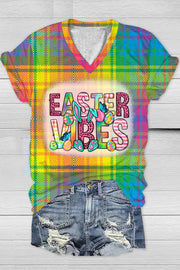 Easter Vibe Happy Easter Day Bunny Print V-neck T-shirt