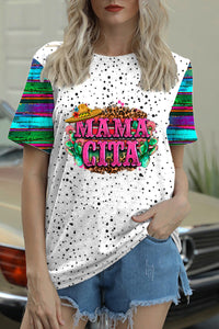 Mama Cita Cactus Serape Mexican Cinco De Mayo Printed Round Neck T-shirt