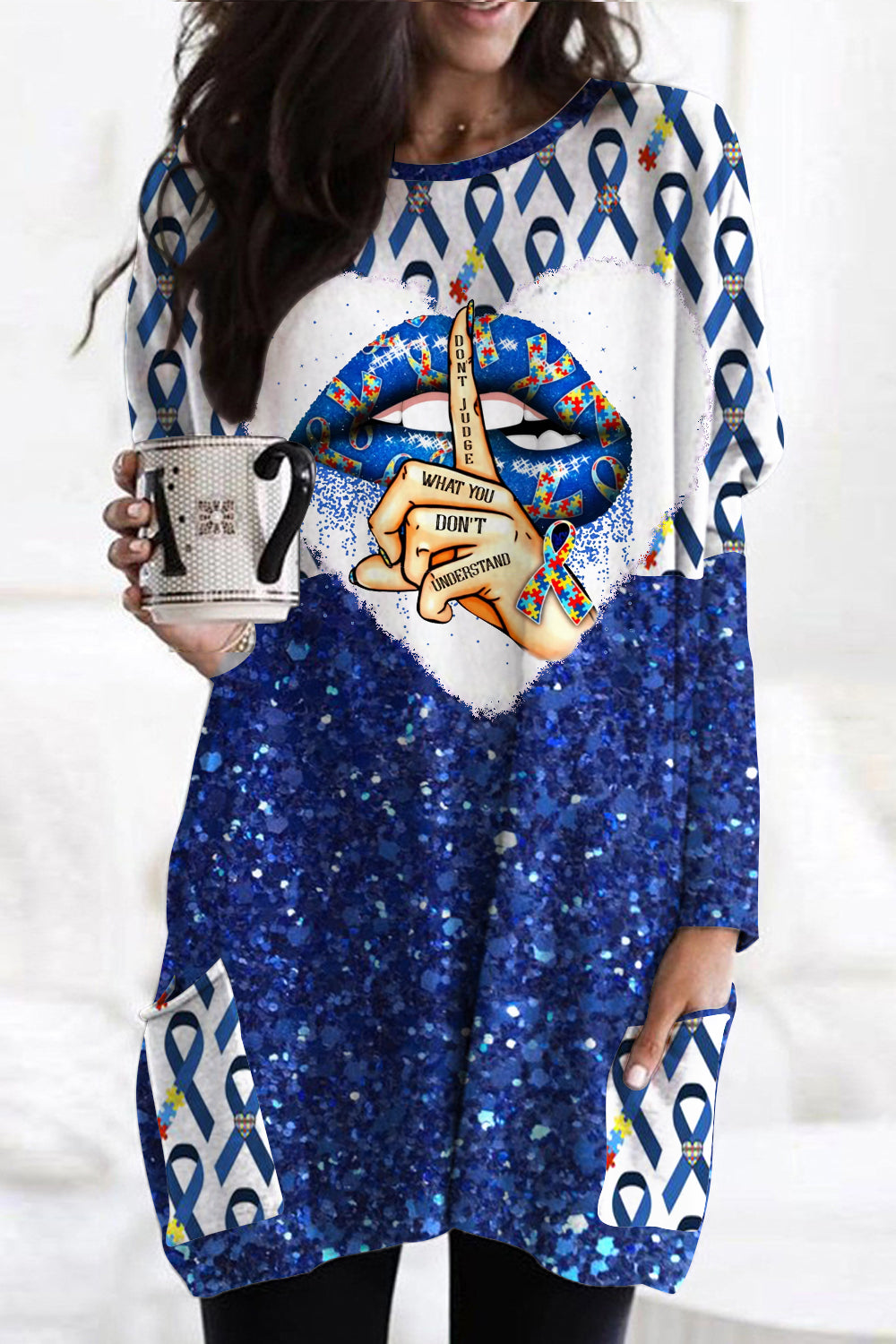 Don't Jugde What You Don't Understand Print Tunic with Pockets
