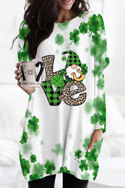 St. Patricks Day Gnomes Love Loose Tunic With Pockets