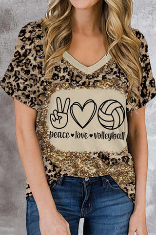 Peace Love Volleyball Bleached T-Shirt
