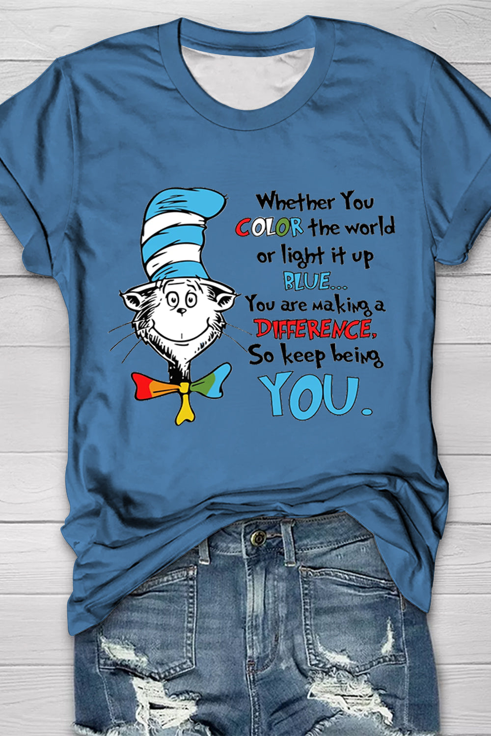 You Are Making A Difference So Keep Being You Print V Neck T-shirt