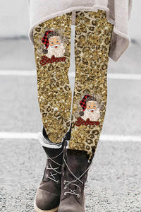 Glitter Christmas Believe Santa Print Leggings