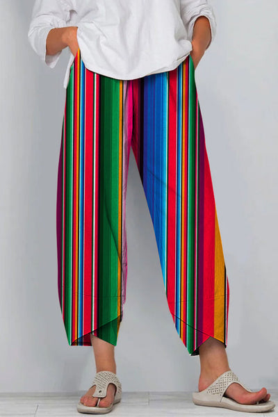 Cinco De Mayo Mexican Western Striped Print Casual Pants