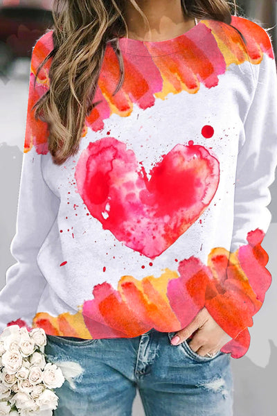 Watercolor Splatter Heart-Shaped Sweatshirt