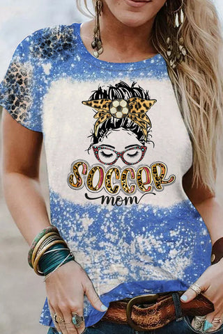 Soccer Mom Messy Bun Bleached Print T-Shirt