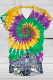 Mardi Gras Neon Green& Purple&Yellow Spiral Tie Dye T-Shirt