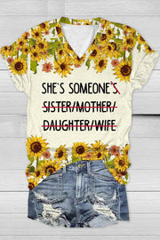 Mother's Day You Are Yourself Sunflower Women Empowerment V Neck Short Sleeve T-shirt