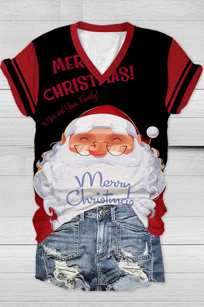 Schwarzer Weihnachtsmann mit Glas-T-Shirt