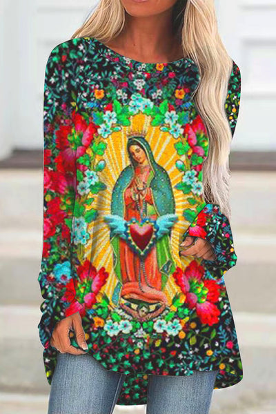 Easter Floral Strokes Floral Virgin Mary Tunic