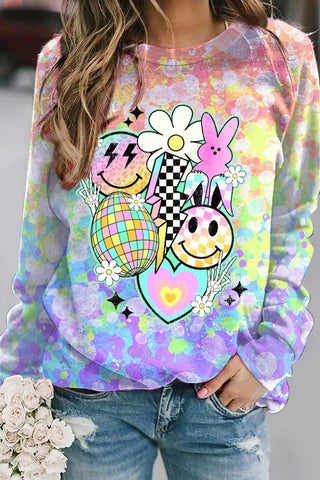Easter Macaron Color Cute Funny Bunny Eggs Sweatshirt