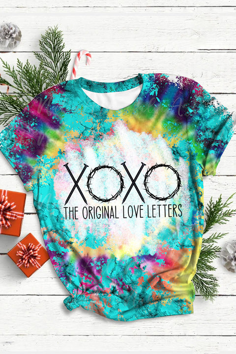 Colorful Tie Dye Easter The Original Love Letters Round Neck Short Sleeve T-shirt