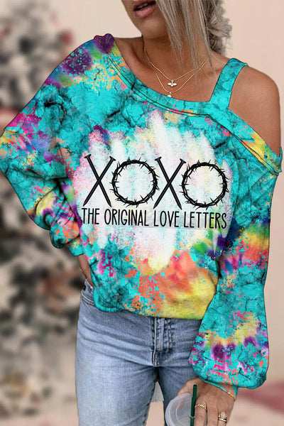 Colorful Tie Dye Easter The Original Love Letters Off-Shoulder Blouse
