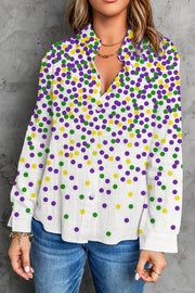 Mardi Gras Polka Colored Dots Long Sleeve Shirt