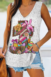 Save His Grace Colorfull Easter Coss Printed Sleeveless V-neck Tank