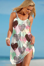 Love Plaid Heart-Shaped Print Sleeveless Dress