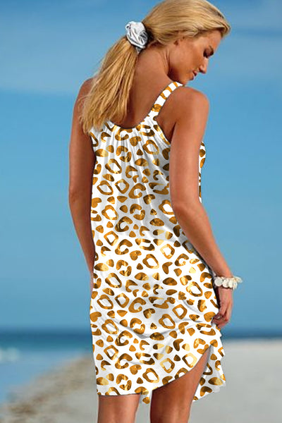 Love & Chain Gold Leopard Print Sleeveless Dress