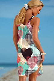 Love Plaid Heart-Shaped Print Sleeveless Dress