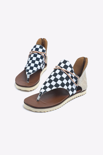 Checkered Flag Plaid Flip Flops Sandals