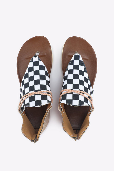 Checkered Flag Plaid Flip Flops Sandals