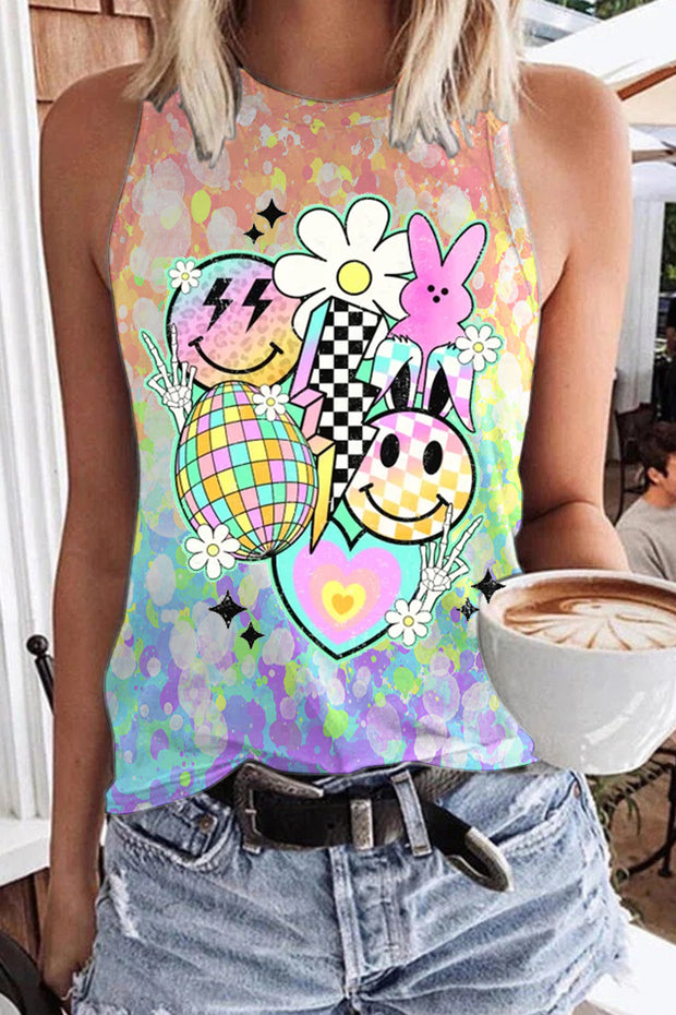 Easter Macaron Color Cute Funny Bunny Eggs Tank Top