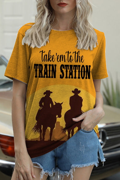 Take Em To The Trainstation Print T-Shirt