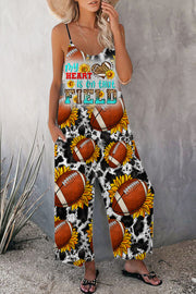 Sunflower Vintage Cow Pattern Football Pattern Cami Jumpsuit