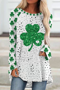 Glitter Lucky Clover St. Patrick's Day Polka Dots Print Tunic
