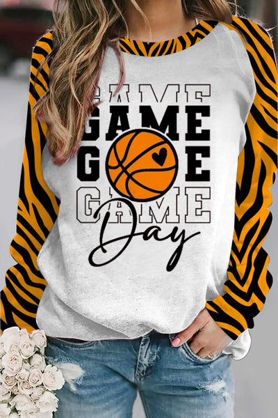 Game Day Basketball Mom Tiger Stripe Sweatshirt
