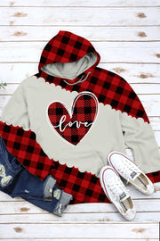 Red & Black Plaid Love Hoodie