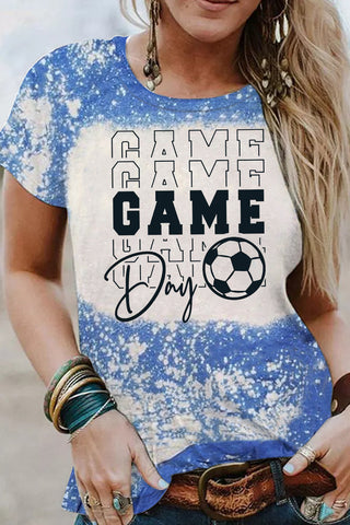 Game Day Soccer Mom Ball Bleached Print T-Shirt